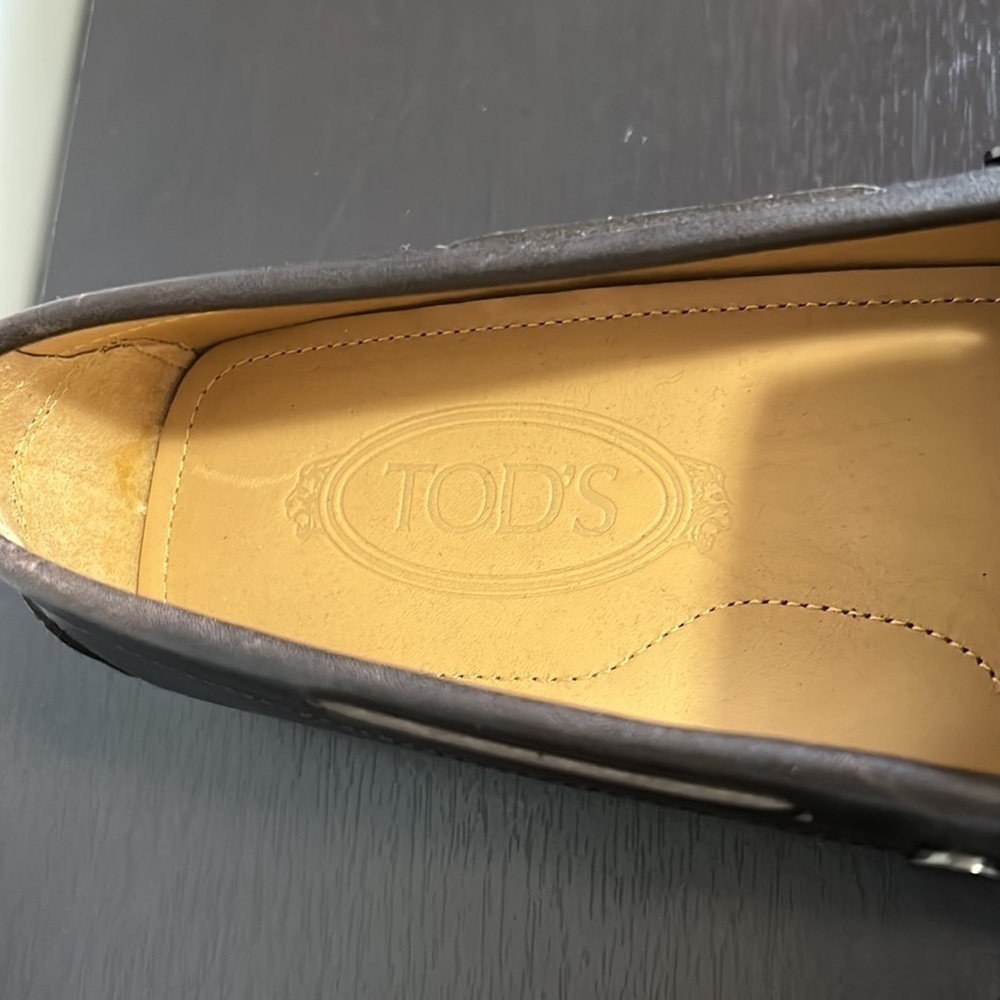 TODS CITY GOMMINO LEATHER DRIVING SHOES Mens Dark Brown Italian Sz 40 US 8 - Picture 7 of 14